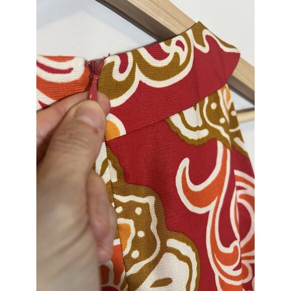 Taylor Women’s Dress Floral Red Sleeveless Silk Linen Halter Neck Lined Zipper - Picture 12 of 13